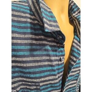 Levis Western Linen Blend Denim Shirt Mens XXL Cowboy Rodeo Striped Blue Ranch